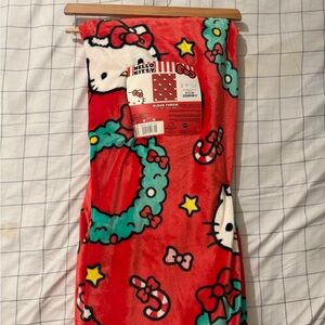 Hello Kitty Festive Red and Green Blanket